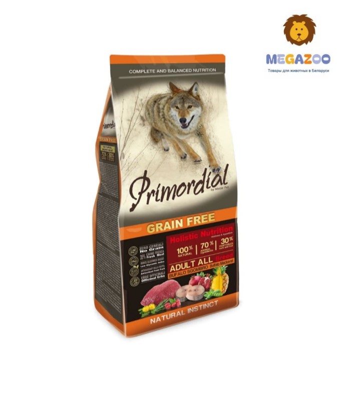 Еда для собак Primordial Dog Adult (буйвол, скумбрия)