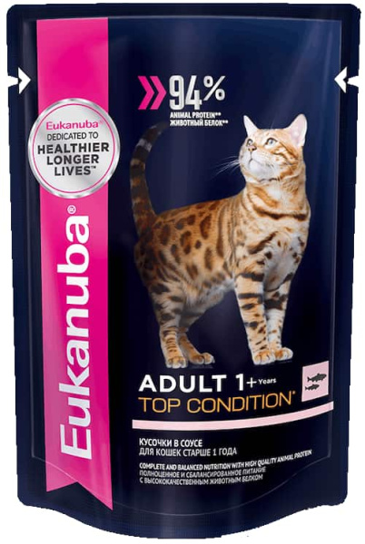 Влажная еда для кошек Eukanuba Cat Adult Top Condition (лосось в соусе)